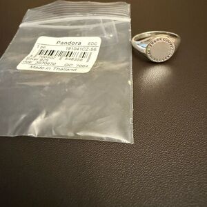 Pandora Silver and Black Ring